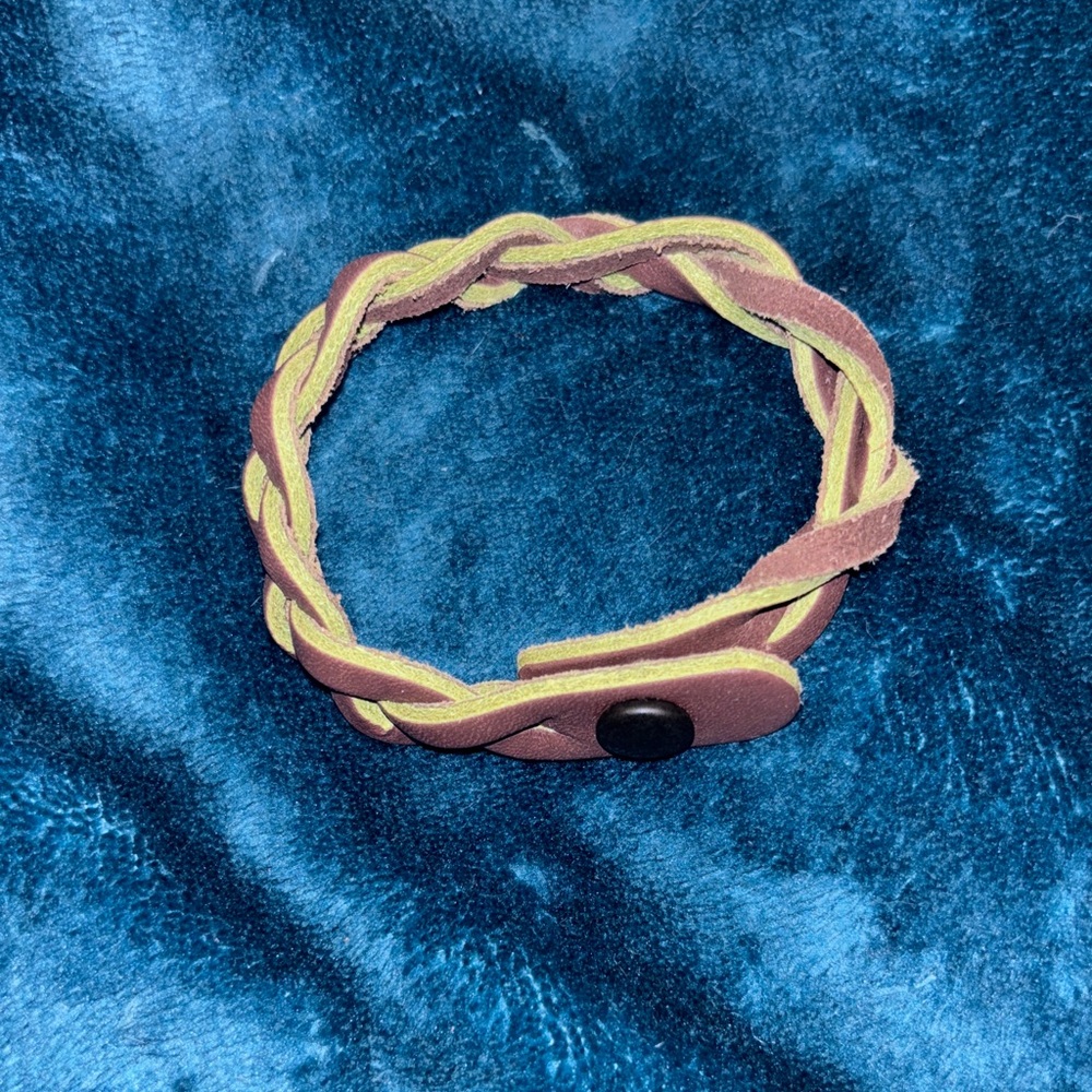 Braided Leather Bracelet with Button Closure